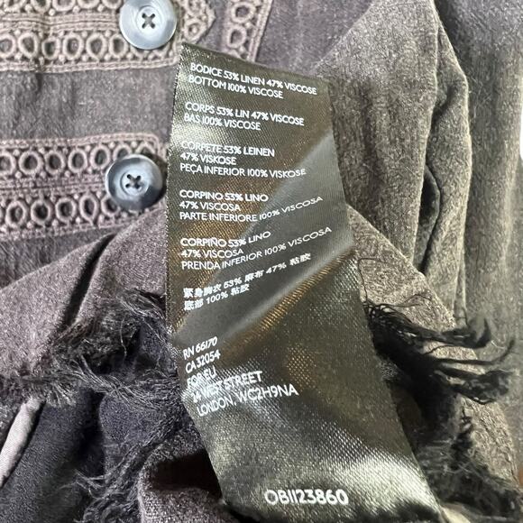 Free People Ariana Embroidered Jacket Jacket Womens XS Washed Black Military - Picture 6 of 7